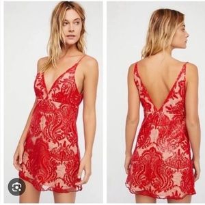 NWT Free People RED Night Shimmers mini dress